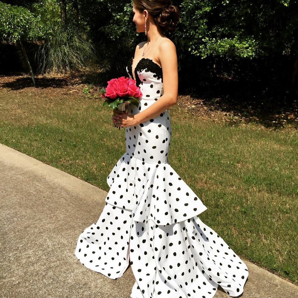 Polka dot black and white maxi dress